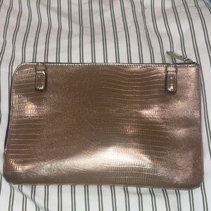 Topshop Gold Textured Clutch